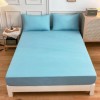 Cearceaf cu elastic si doua fete perna bumbac ranforce bleu 160x200