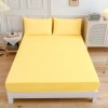 Cearceaf cu elastic + 2fete perna, bumbac 100% ranforce, 160x200cm+28cm, Galben