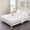 cearceaf de pat cu elastic damasc alb bumbac 100% Ralex Pucioasa 160x200 cm dunga 3 cm