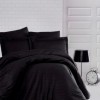 Cearceaf de pat cu elastic pentru saltea de 180x200 cm, damasc 1 cm, negru