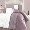cearceaf pat 240x260 cm si 4 fete perna bumbac ranforce model lila alb First Choice Peitra