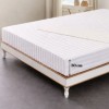 Cearceaf pat damasc hotelier cu elastic 160x200 cm alb dungi 3 cm 300TC