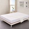 Cearceaf pat cu elastic 180x200 cm damasc hotelier alb dungi 3 cm 300TC