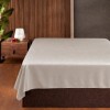 Cearceaf pat dublu 240x260 cm bumbac satinat premium bej First Choice