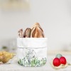 Coș de pâine din bumbac 16x21 cm, model Gizmo, cu imprimeu de iepuraș și frunziș verde, ideal pentru decorul mesei de Paște.