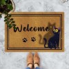 Covoraș intrare 40x60cm Confus Chat cu mesaj Welcome și pisică neagră