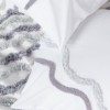 Set Eldon Gri – cuvertură jacquard zig-zag și fețe pernă puff brodate, expus pe pat