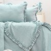 Cuvertura bumbac jacquard Marta Verde Menta 240x260cm cu volane și 2 fete de perna