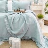 Cuvertura bumbac jacquard Marta Verde Menta 240x260cm cu volane și 2 fete de perna
