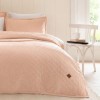 cuvertura bumbac stonewashed Majoli Manu Ballet roz piersica 220x240 cm cu 2 fete de perna