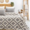 Cuvertura muselina Sonia gri 240x260cm Saheser Home, model geometric