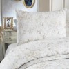 cuvertura pat crem catifelata jacquard chenille Slayka 230x240 cm cu 2 fete de perna