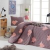 Cuvertura matlasata pat 1 persoana EnLora Home Jana gri cu inimioare roz