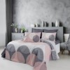 Cuvertura pat Leron Gri, bumbac 50%, model geometric, Cotton Box