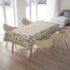 Fata de masa 140x180 cm cu flori crem si bordura verde, model Grok