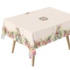 Fata de masa 140x220cm, bumbac 100%, cu model floral pe fundal roz pal, Vinca