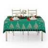 Față de masă Crăciun 140x220cm Club Cotton Shiny cu brazi aurii pe fundal verde