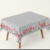 Față de masă Crăciun Gnomi, bumbac 100%, 140x220cm, cu gnomi, reni și decorațiuni de Crăciun