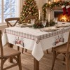 Fata de masa Craciun Pine 140x220 cm din bumbac cu brazi si reni