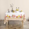Fata de masa 140x220cm, bumbac 100%, Cena cu iepurasi pui si lalele decorative imprimeu digital