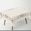 Față de masă Paște bumbac 100%, 140x220 cm, model cu iepurași, ouă și puișori Feta