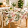 Fata de masa teflonata 120x160 cm Frunze tropicale pe masa dreptunghiulara, fabricata in Romania