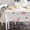 Fata de masa teflonata din bumbac, 160x320 cm, model Flori roz si fluturi, antimurdarire