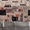 Fata de masa rotunda teflonata din bumbac, diametru 140cm model cafea v2, decor elegant pentru mese rotunde