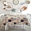 Fata de masa rotunda teflonata din bumbac, diametru 140cm model cu Cafea v3, decor elegant pentru mese rotunde