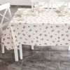 Fata de masa rotunda teflonata din bumbac, diametru 140cm model Floricele albastre, decor elegant pentru mese rotunde