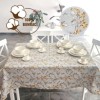 Fata de masa rotunda teflonata din bumbac, diametru 140cm model Floricele Galbene, decor elegant pentru mese rotunde