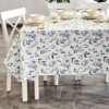 Fata de masa rotunda teflonata din bumbac, diametru 140cm model Frunze albastre-verzi, decor elegant pentru mese rotunde