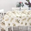 Fata de masa rotunda teflonata din bumbac, diametru 140cm model Frunze de Maslin, decor elegant pentru mese rotunde