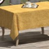 Fata de masa teflonata din bumbac, rotunda, diametru 140 cm, galbena, decor elegant pentru mese rotunde