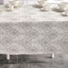 Fata de masa rotunda teflonata din bumbac, diametru 140cm model baroc gri, decor elegant pentru mese rotunde