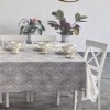 Fata de masa rotunda teflonata din bumbac, diametru 140cm model baroc gri V1, decor elegant pentru mese rotunde