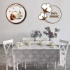 Fata de masa rotunda teflonata din bumbac, diametru 140cm model baroc gri V1, decor elegant pentru mese rotunde