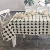 Fata de masa rotunda teflonata din bumbac, diametru 140cm model geometric cu buline, decor elegant pentru mese rotunde