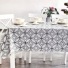 Fata de masa rotunda teflonata din bumbac, diametru 140cm model geometric cu cercuri, decor elegant pentru mese rotunde