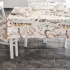Fata de masa rotunda teflonata din bumbac, diametru 140cm model vegetal, decor elegant pentru mese rotunde