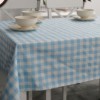 Fata de masa teflonata din bumbac, rotunda, diametru 140 cm, patratele alb-bleu, decor elegant pentru mese rotunde