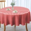 Fata de masa teflonata din bumbac rotunda, cu model in patratele rosii, diametru 140 cm, antimurdarire