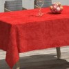 Fata de masa teflonata din bumbac, rotunda, diametru 140 cm, rosie, decor elegant pentru mese rotunde