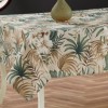 Fata de masa teflonata din bumbac, rotunda, diametru 140 cm, tropical bej-verde, decor elegant pentru mese rotunde