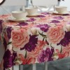 Fata de masa rotunda 180 cm, bumbac teflonat, model floral romantic, antimurdarie