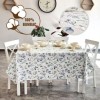 Fata de masa rotunda 180 cm, bumbac teflonat, model Frunze albastre-verzi, antimurdarie