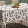 Fata de masa rotunda 180 cm, bumbac teflonat, model floral bej, antimurdarie