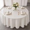 Fata de masă teflonată rotundă 140 cm crem cu imprimeu ornamental F4, fabricata in Romania