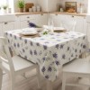 Fata de masa teflonata rotunda 160 cm alba cu lavanda decor elegant bucatarie, fabricata in Romania