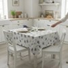 Fata de masa teflonata rotunda 160 cm alba cu lavanda decor elegant bucatarie, fabricata in Romania